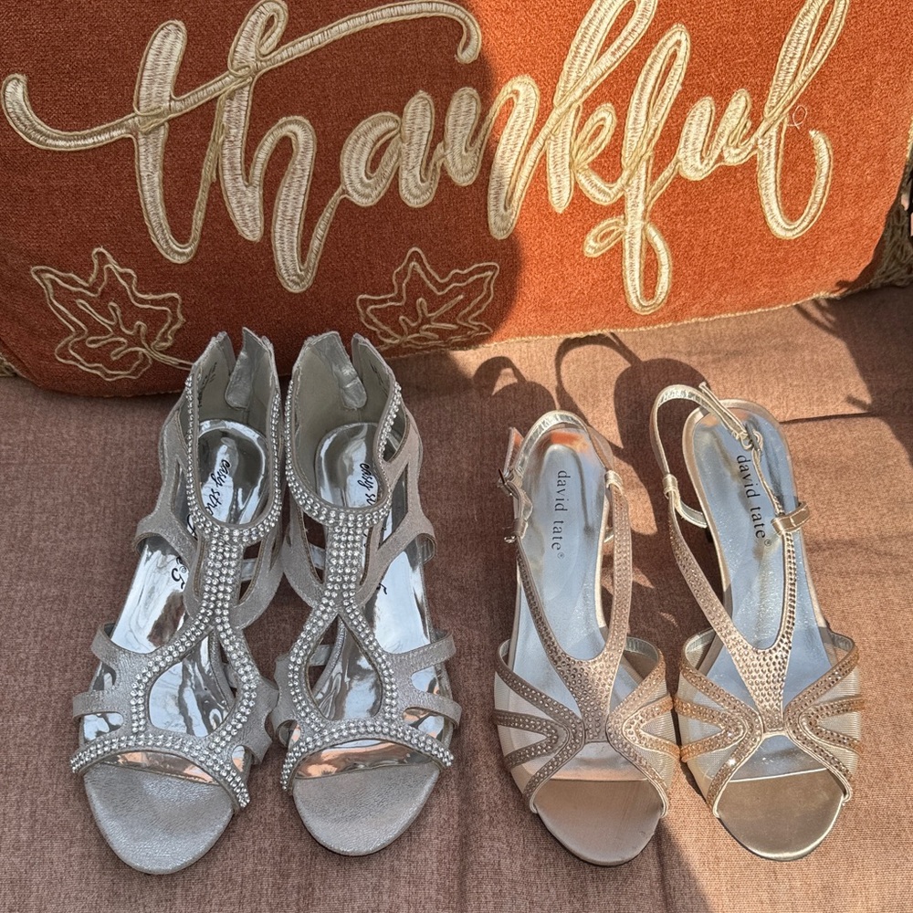 Elegant Gold and silver rhinestone Sandals heels